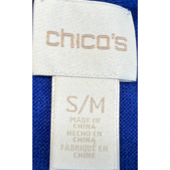 Chico's Womens Size S/M Blue Rayon Blend Light-weight Poncho FLAW - Picture 5 of 8